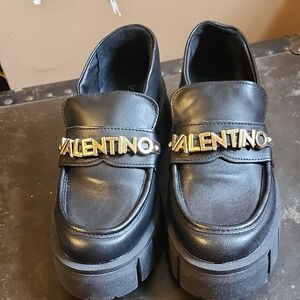 Valentino Black Leather Platform Shoes